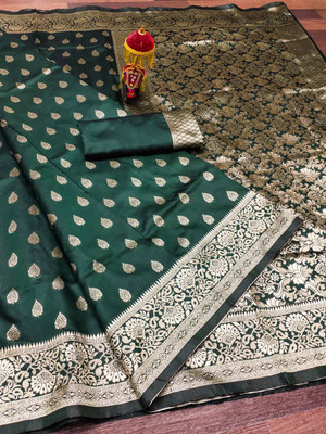 HB VENTURE Striped Banarasi Silk Blend Saree(Multicolor)
