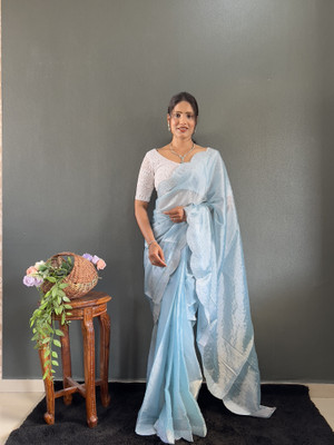 MM VENTURE Embroidered Bollywood Chiffon Saree(Blue)