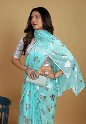 MANISHA Digital Print Bollywood Pure Silk Saree(Blue)