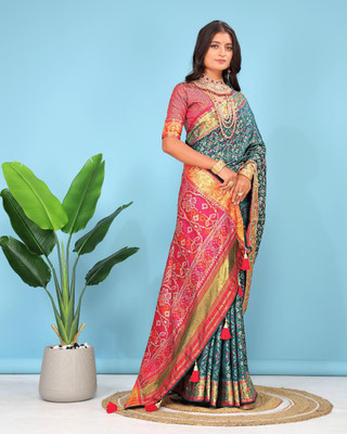 jayant creation Self Design, Printed Banarasi Silk Blend, Jacquard Saree(Light Blue)