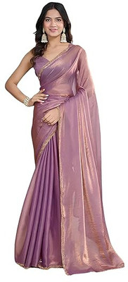 niklu fashion Solid/Plain Bollywood Chiffon Saree(Pink)