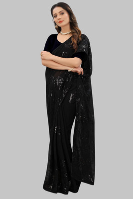 Aika Embroidered Bollywood Georgette Saree(Black)