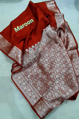 Anabiya collection Woven Banarasi Pure Silk Saree(Maroon)