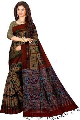 HouseOfCommon Printed Sambalpuri Pure Cotton Saree(Multicolor)