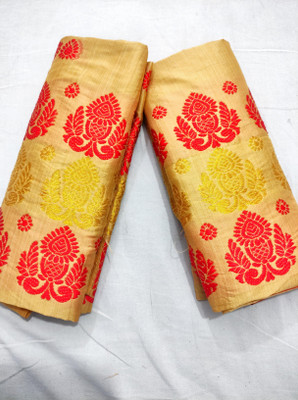 Mekhla Chador Temple Border Mekhela Chador Pure Silk Saree(Cream)