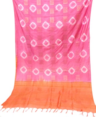 Trendchicks Printed, Woven Handloom Cotton Linen Saree(Pink, Orange)