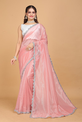 Fasharo Embroidered Bollywood Net Saree(Pink)