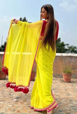 Dhyanvi Self Design Bollywood Cotton Silk Saree(Yellow)