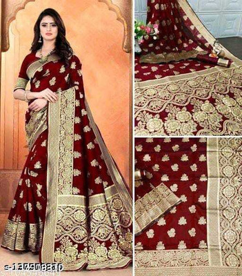 shivay creation Woven Banarasi Jacquard Saree(Maroon)