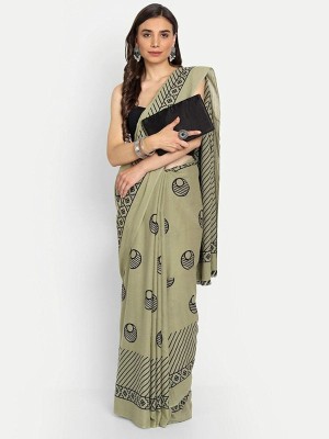 Printed Cotton Mulmul Saree Blocked Printed, Checkered, Digital Print, Dyed, Floral Print, Self Design, Printed Daily Wear Pure Cotton Saree(Green)