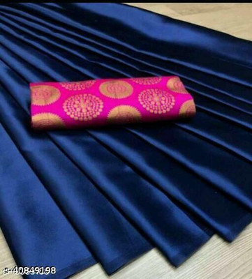 Hari Om Fab Solid/Plain Bollywood Satin Saree(Multicolor)