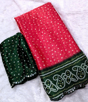 Yogik Creation Embellished Bandhani Art Silk Saree(Pink)