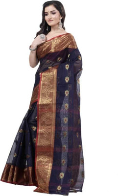 Ghosh handloom Self Design Tant Pure Cotton Saree(Black)
