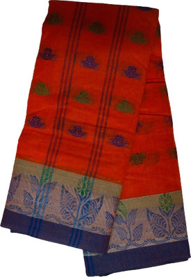 Ghosh handloom Self Design Tant Pure Cotton Saree(Orange)