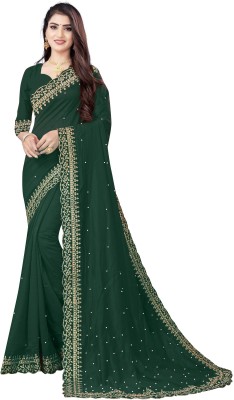 fashion Day Embroidered Bollywood Georgette Saree(Dark Green)