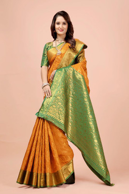 LAVYANSH CREATION Woven Banarasi Art Silk, Jacquard Saree(Yellow)