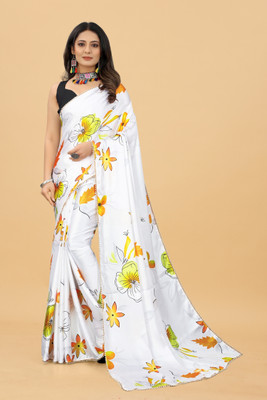 A To Z Cart Digital Print Bollywood Satin Saree(Mustard)