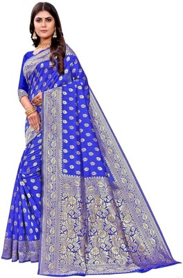 SWAMI STUDIO Woven Banarasi Art Silk Saree(Light Blue)