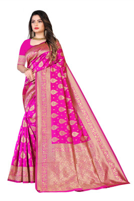 kapadiya fab Woven Banarasi Pure Silk, Cotton Silk Saree(Multicolor)