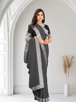 Kasumbo Tex Self Design Bollywood Georgette Saree(Grey)