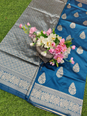 khanjan hub Embroidered Banarasi Jacquard, Art Silk Saree(Dark Green)