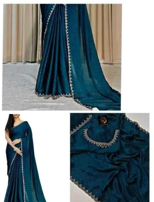 WEARSIXTY Self Design Daily Wear Chiffon Saree(Green)