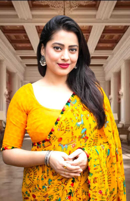 AVTC Self Design Bollywood Georgette Saree(Yellow)