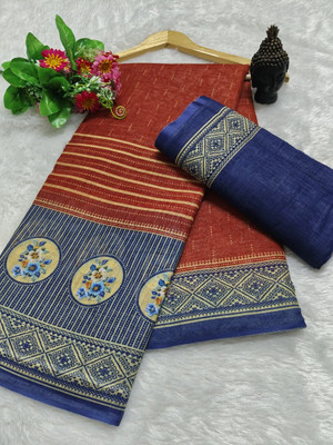 Gajal Self Design Kanjivaram Pure Cotton, Cotton Linen Saree(Red)