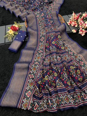 SICHYAH Woven Bollywood Silk Blend Saree(Dark Blue)