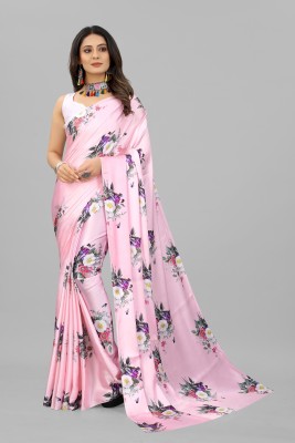 A To Z Cart Digital Print Bollywood Satin Saree(Magenta)