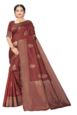 GORAL Embellished, Self Design, Woven Kanjivaram Art Silk, Jacquard Saree(Maroon)