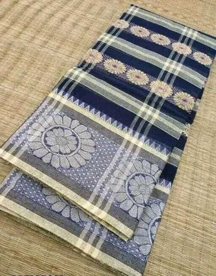 Maa laxmi saree center Self Design Tant Pure Cotton Saree(Dark Blue)