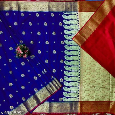 Hareem Collection1 Embroidered Banarasi Satin Saree(Purple)