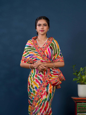 Vraggi Dyed Bollywood Georgette Saree(Multicolor)