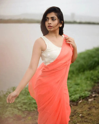 Desi Style Solid/Plain Bollywood Organza, Georgette Saree(Multicolor)