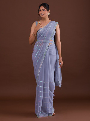 TATHASTU FASHION Self Design Bollywood Georgette Saree(Light Blue)