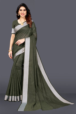 SARETRA MALL Self Design Bollywood Linen Saree(Beige)