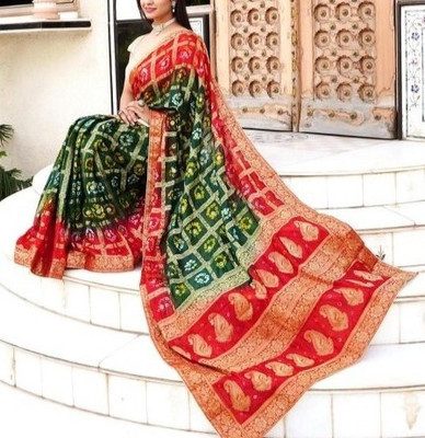 Yogeshoney Woven Bandhani Art Silk Saree(Multicolor)