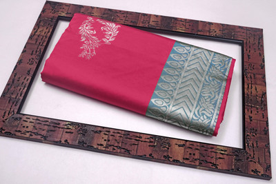 WOMENELEGENCE Embellished Banarasi Pure Silk Saree(Pink)