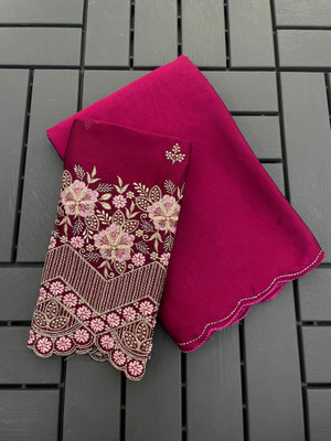 SHIV FASHION Solid/Plain Bollywood Chiffon Saree(Maroon)