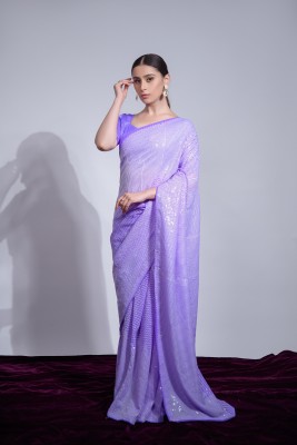 Tasrika Embroidered Bollywood Georgette Saree(Purple)