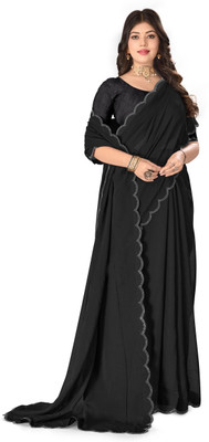 WEARSIXTY Self Design Bollywood Georgette Saree(Black)