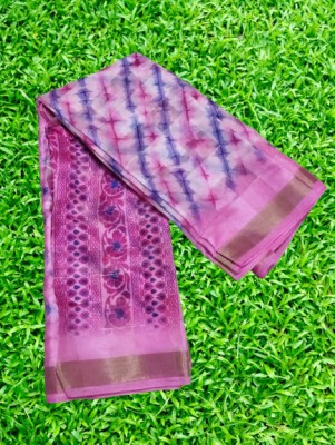 sareya veela Printed Daily Wear Cotton Blend Saree(Pink)