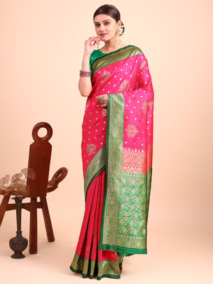 Woven, Embellished Kanjivaram Art Silk, Pure Silk Saree(Pink)