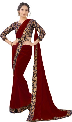 THE RED LION ENTERPRISE Solid/Plain Jamdani Georgette Saree(Maroon)