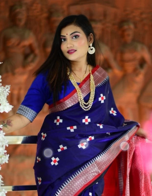 Fabriczone Woven Banarasi Satin Saree(Blue)