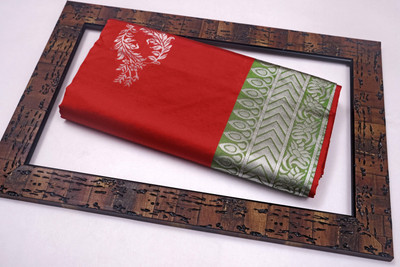 WOMENELEGENCE Embellished Banarasi Pure Silk Saree(Red)