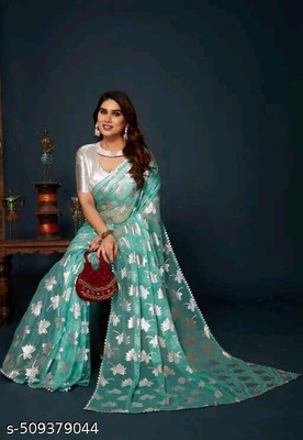 MANISHA Digital Print Bollywood Pure Silk Saree(Blue)