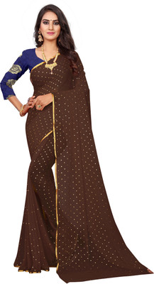mamtasaree Printed Bollywood Net, Chiffon Saree(Brown)