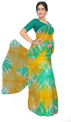 Pemal Designer Printed Bollywood Organza Saree(Multicolor)